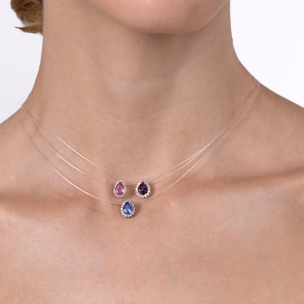 Colar Tita Tanzanita Ouro Branco