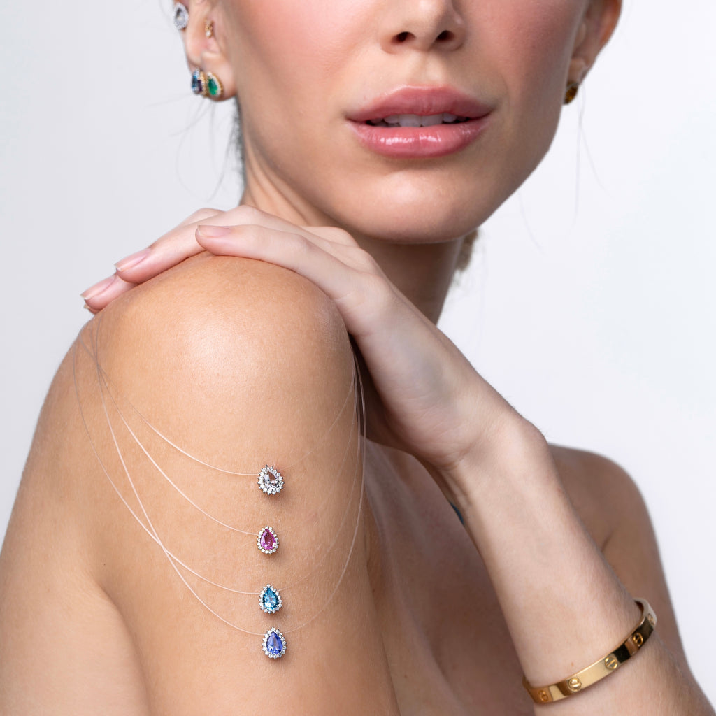 Colar Tita Topázio Branco Ouro Amarelo