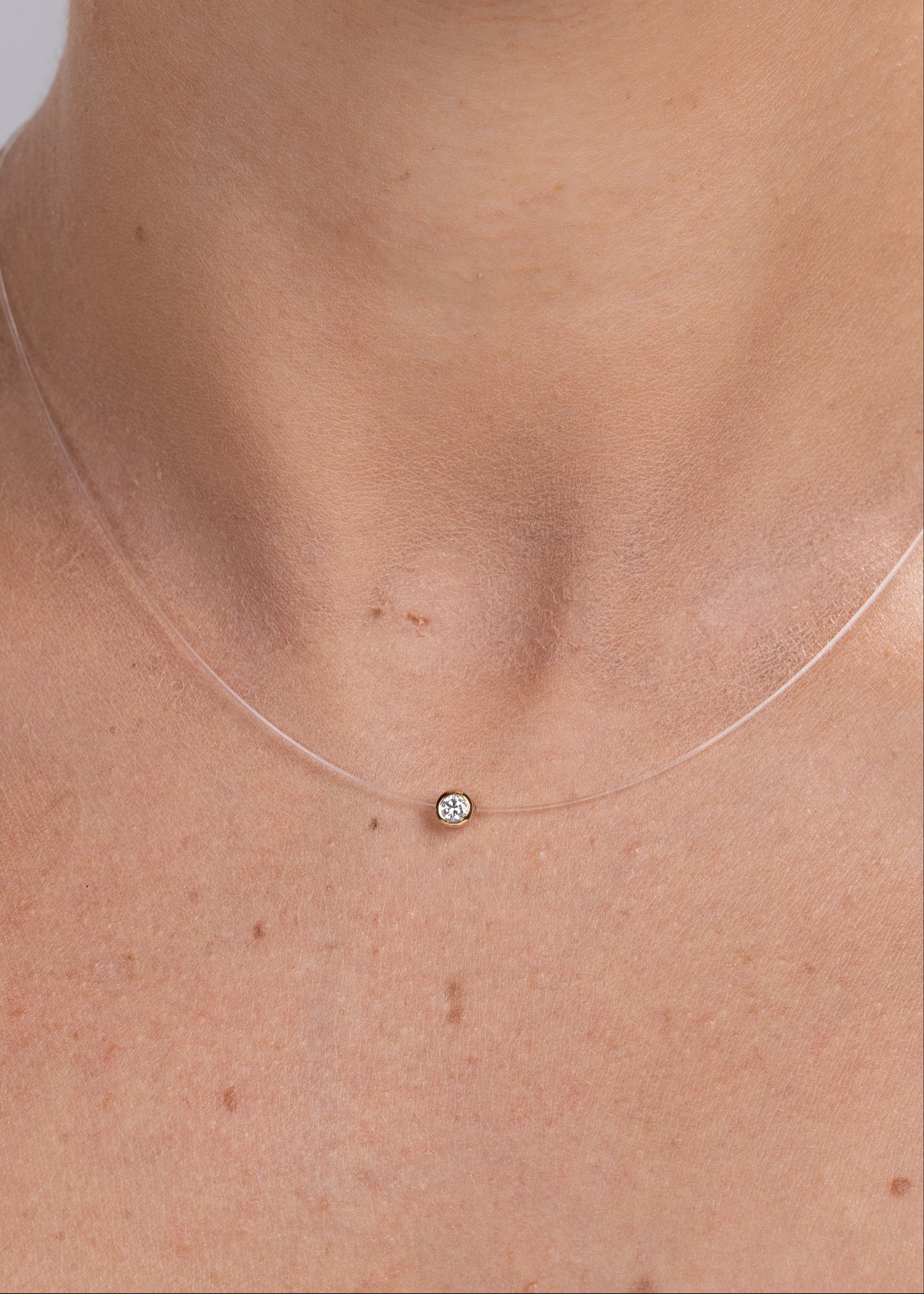 Colar Nylon Solitário Ouro Branco