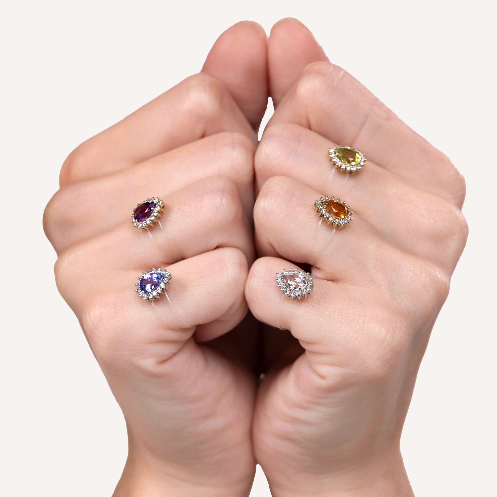 Anel Tita Ametista Ouro Branco