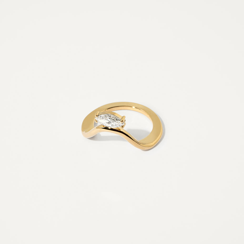 Oura Ring Jacket Wave Solitário Ouro Amarelo