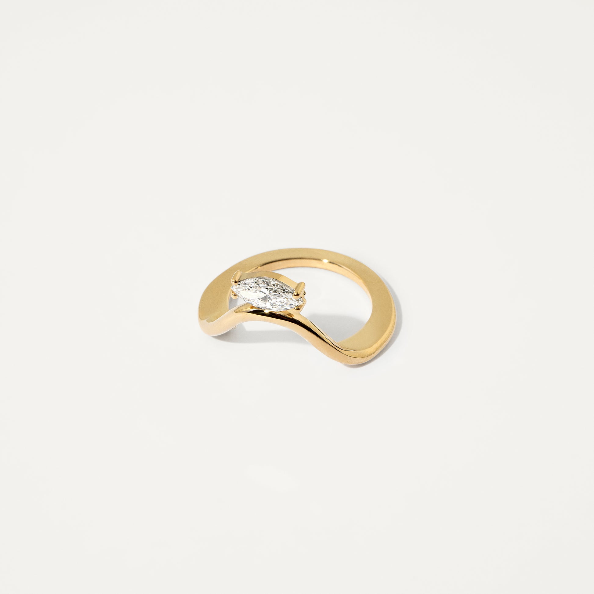 Oura Ring Jacket Wave Solitário Ouro Amarelo
