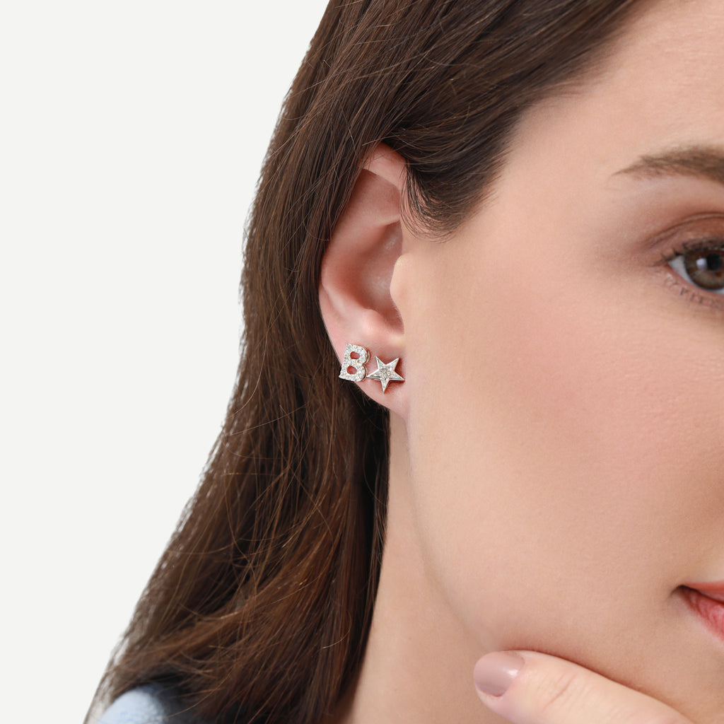 Brinco Solitário Estrela Illusion