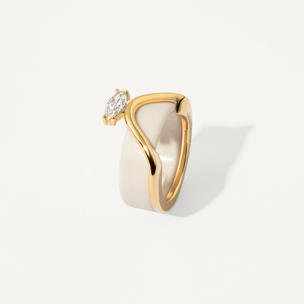 Oura Ring Jacket Wave Solitário Ouro Amarelo
