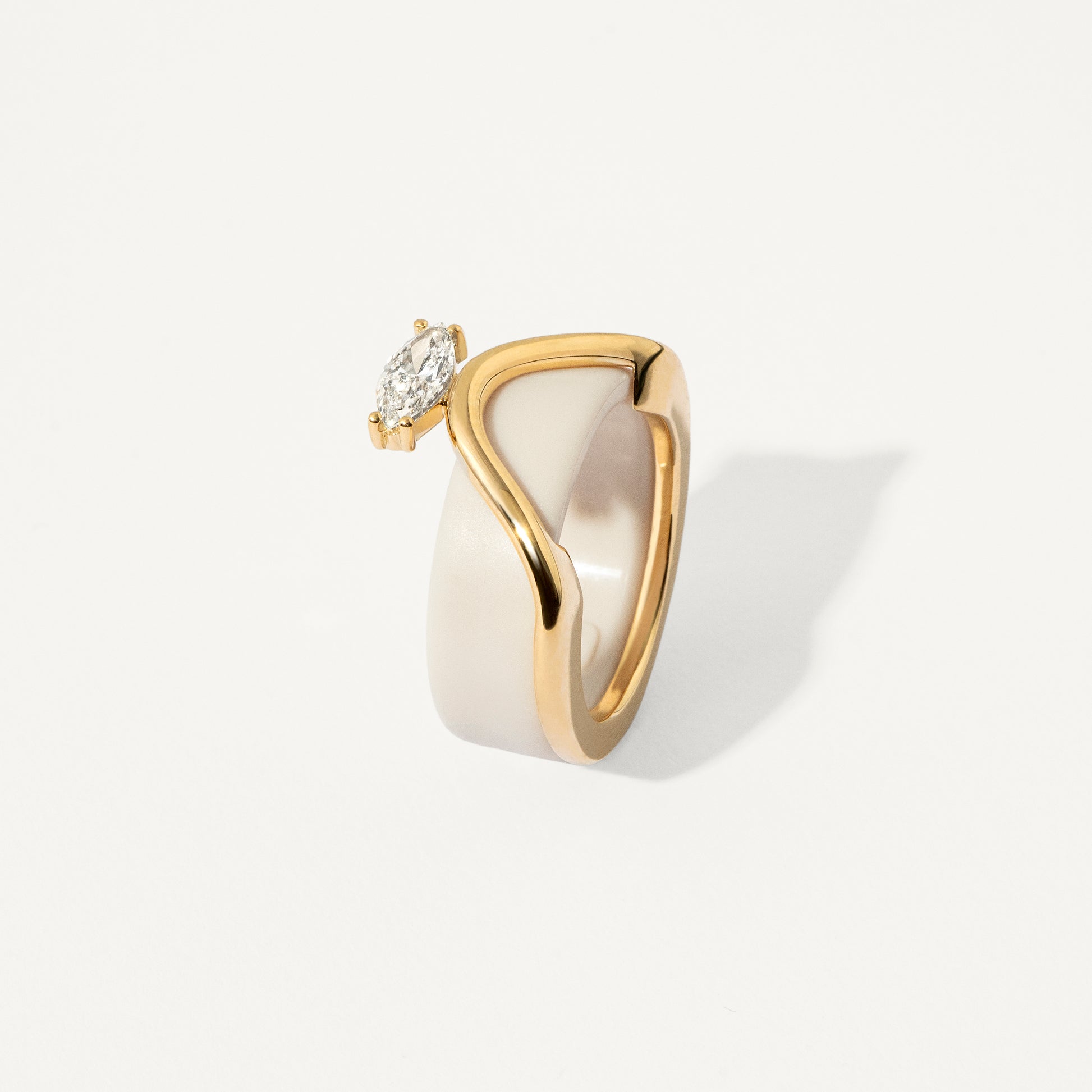 Oura Ring Jacket Wave Solitário Ouro Amarelo