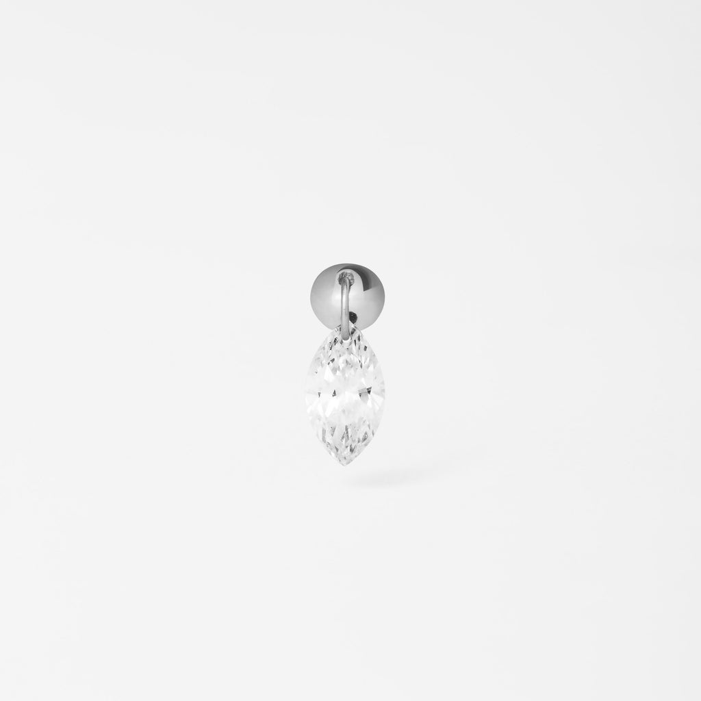 Piercing Floating Navete 6X3mm Ouro Branco