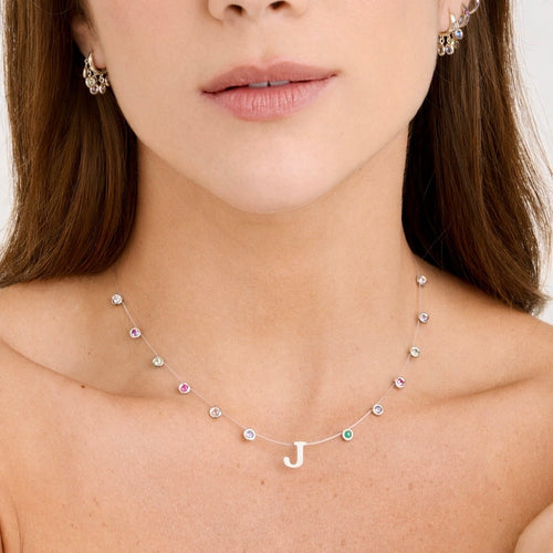 Colar Lola Inicial Colorido Ouro Branco