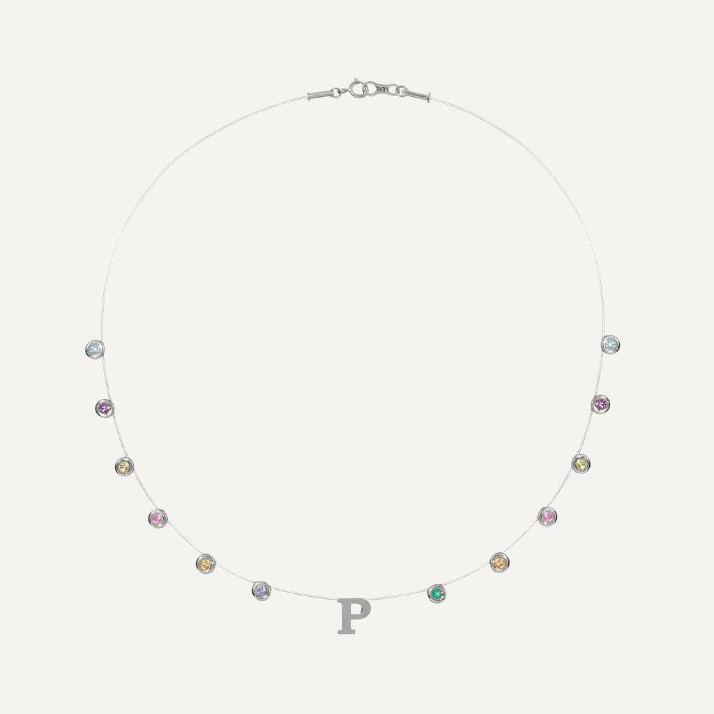 Colar Lola Inicial Colorido Ouro Branco