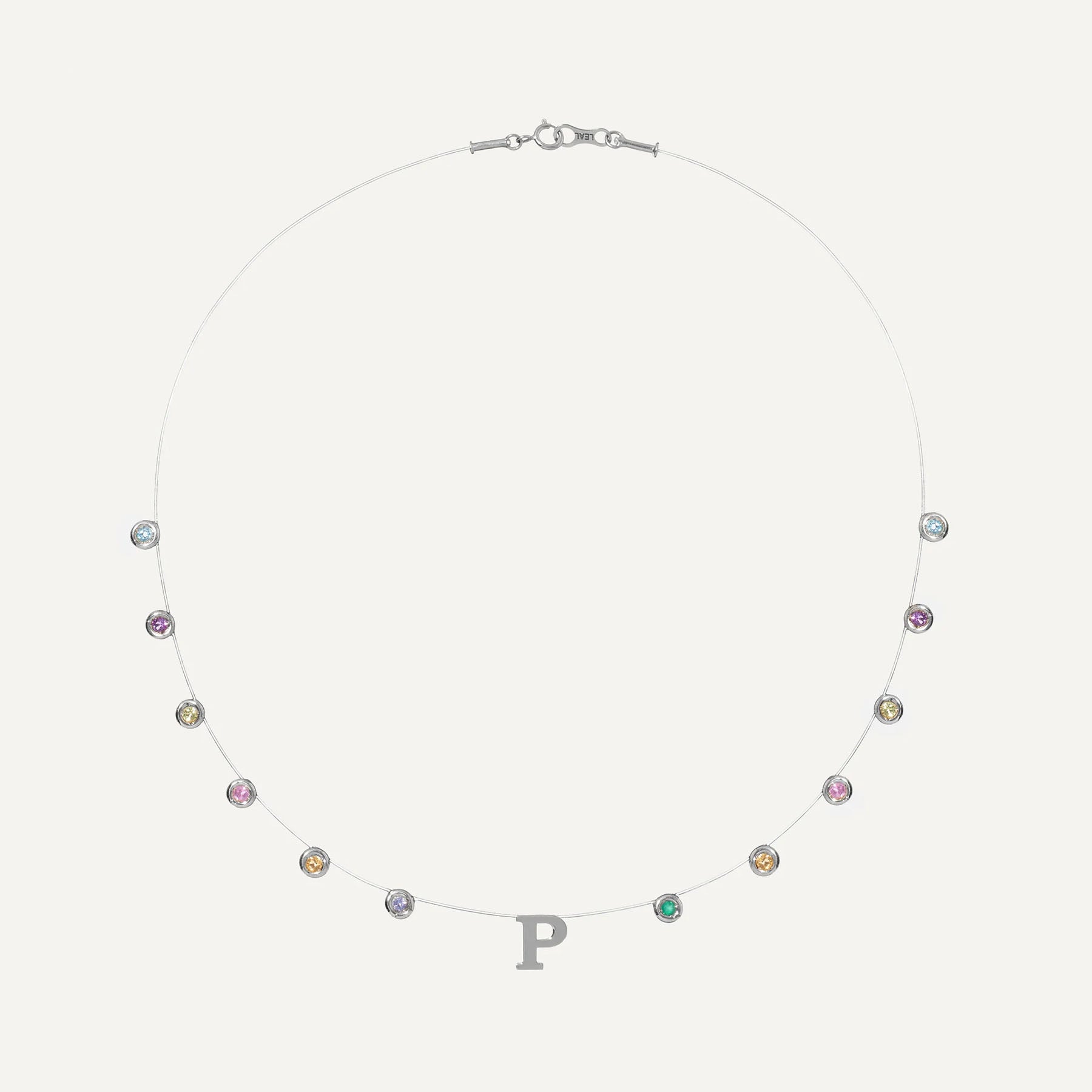 Colar Lola Inicial Colorido Ouro Branco