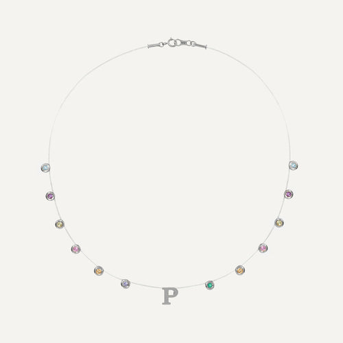 Colar Lola Inicial Colorido Ouro Branco