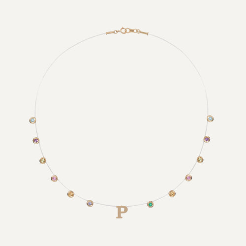 Colar Lola Inicial Colorido Ouro Amarelo