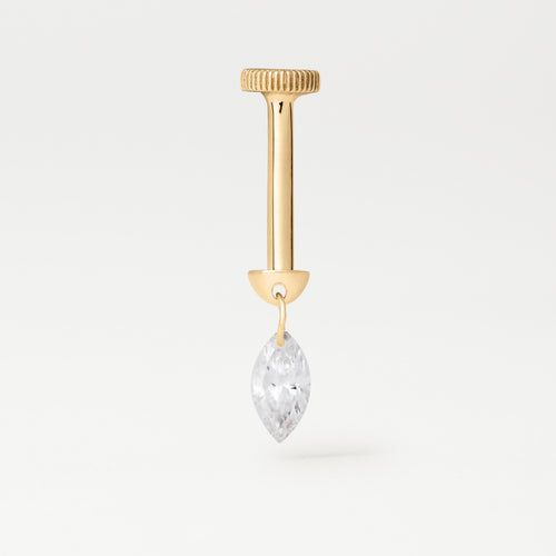 Piercing Floating Navete 5x2,5mm Ouro Amarelo