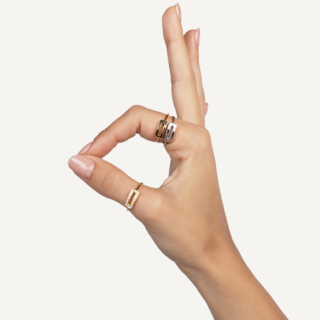 Anel Elo Ouro Branco