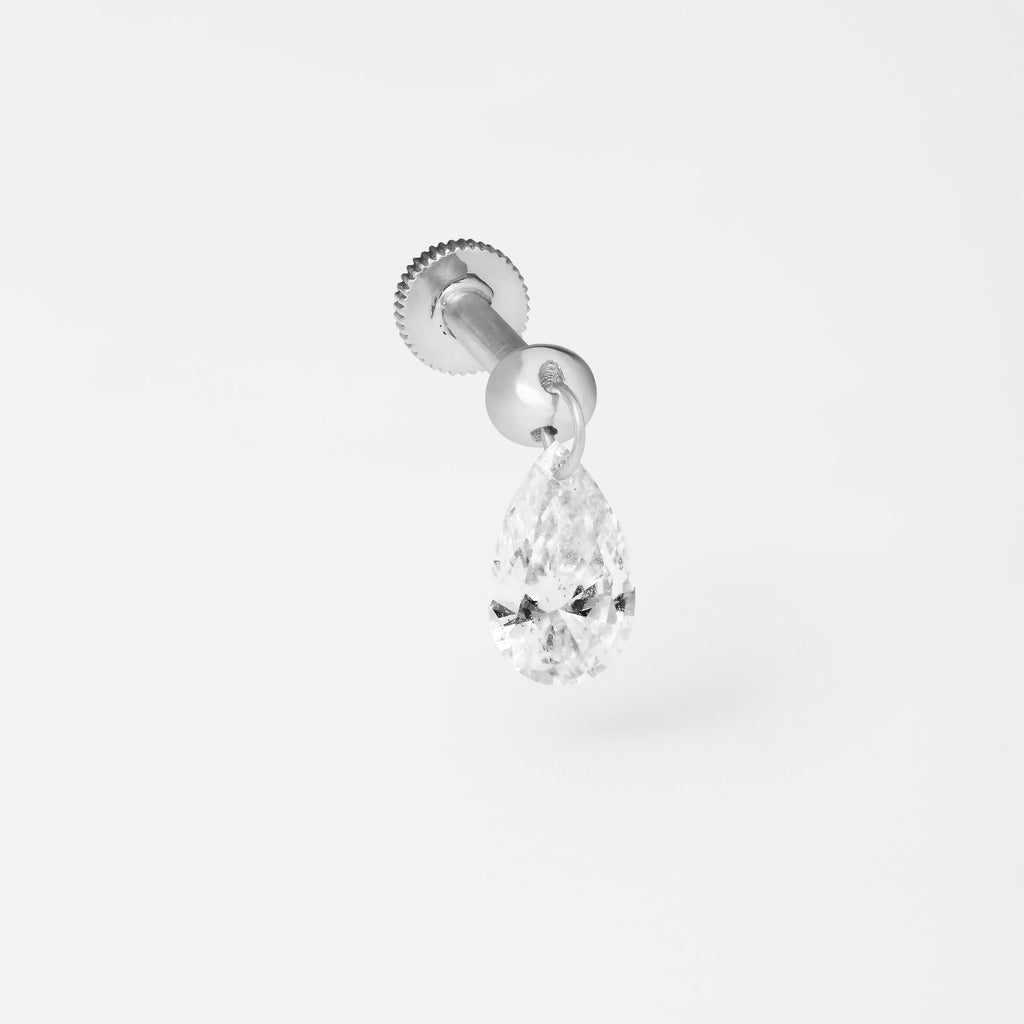 Piercing Floating Gota 6mm Ouro Branco