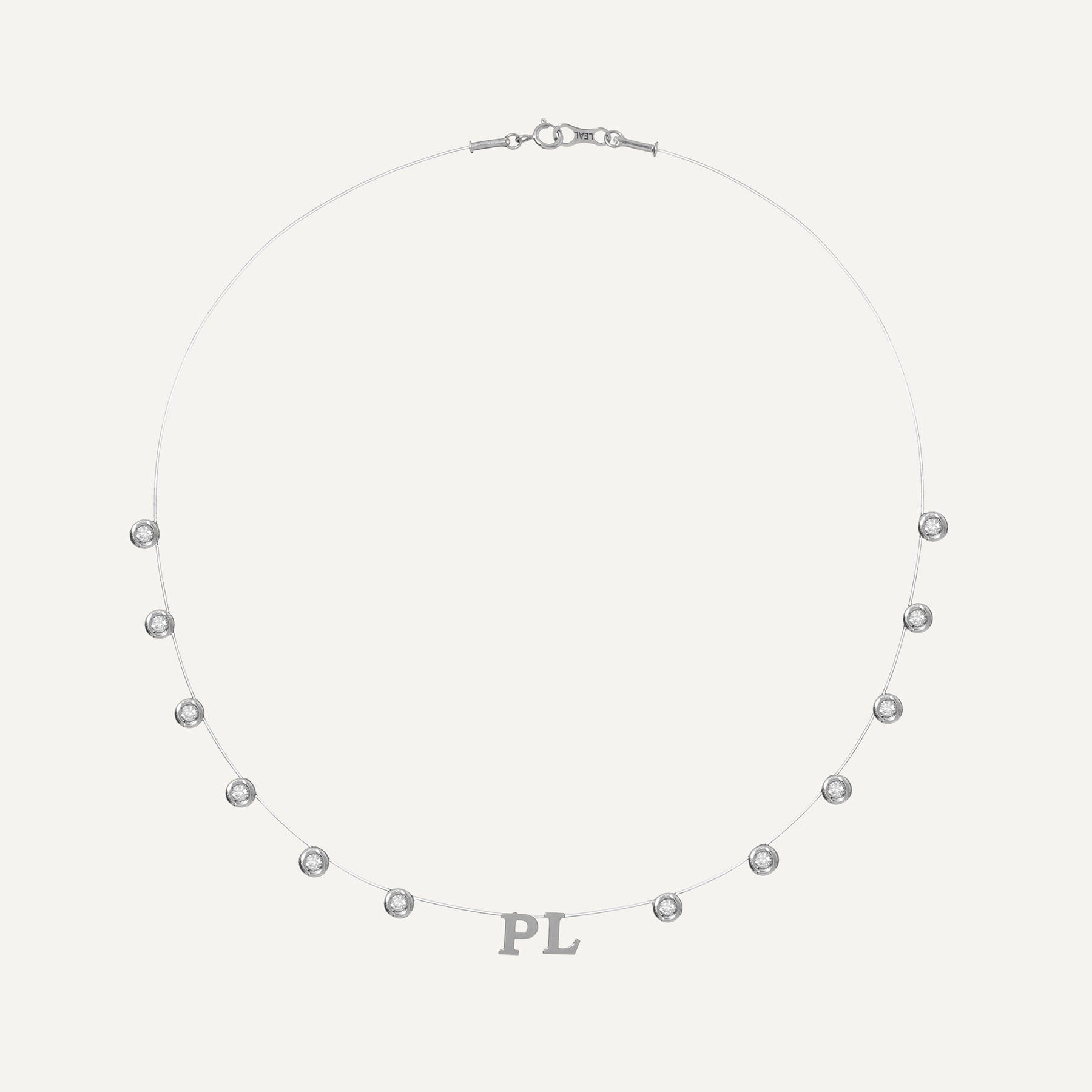 Colar Lola 2 Iniciais Incolor Ouro Branco