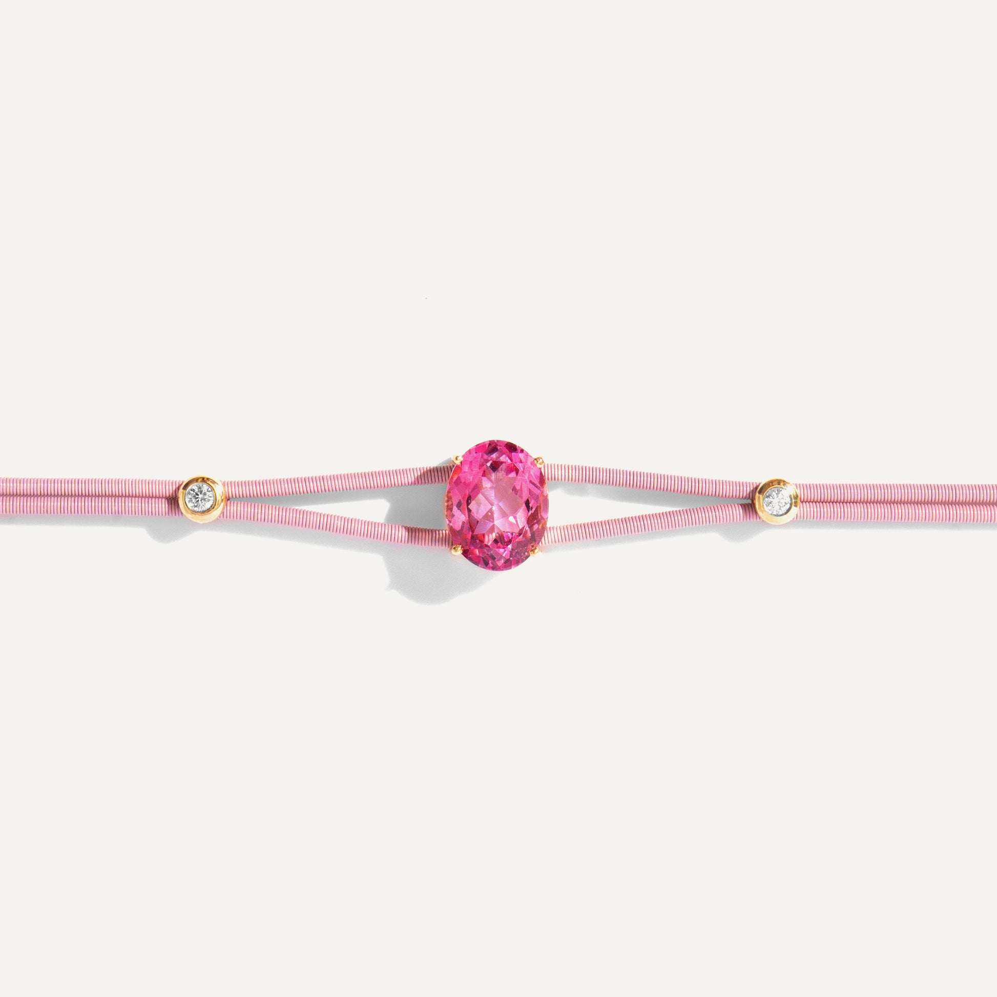 Pulseira Dora Topázio Rosa em Ouro Amarelo