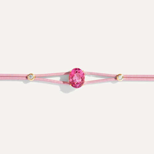 Pulseira Dora Topázio Rosa em Ouro Amarelo