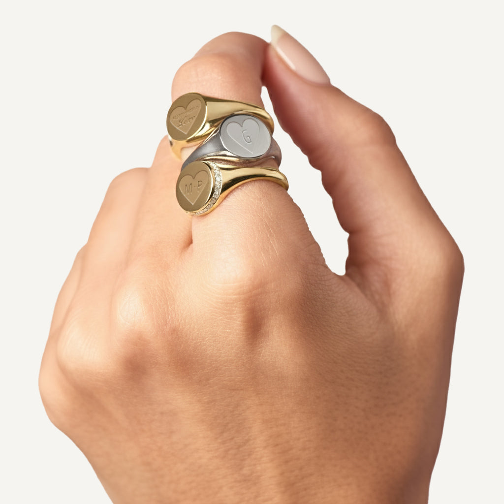 Anel Sinete Ouro Branco