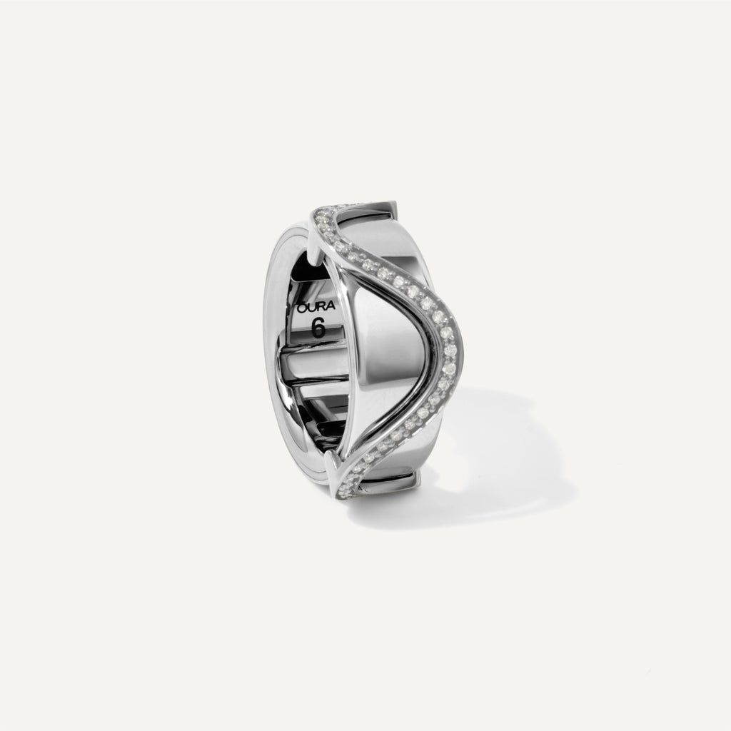 Oura Ring Jacket Onda Pavê Ouro Branco