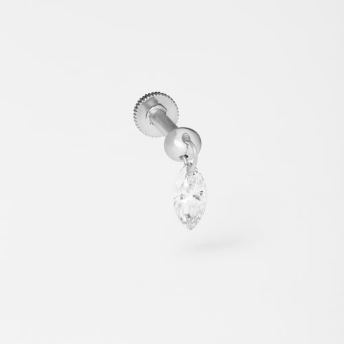 Piercing Floating Navete 5x2,5mm Ouro Branco