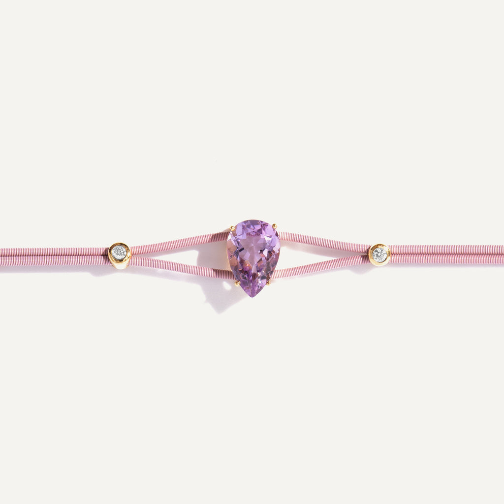 Pulseira Dora Ametista Lavanda em Ouro Amarelo