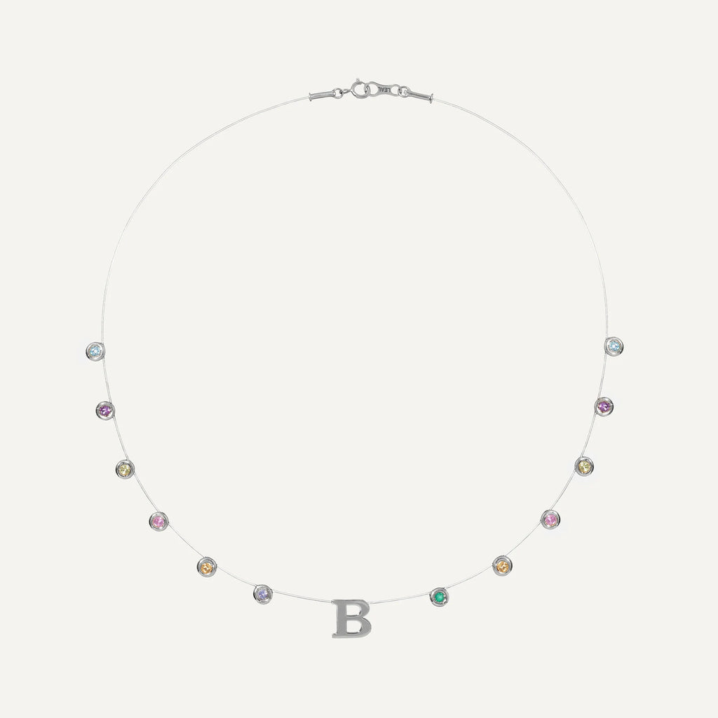 Colar Lola Inicial Colorido Ouro Branco