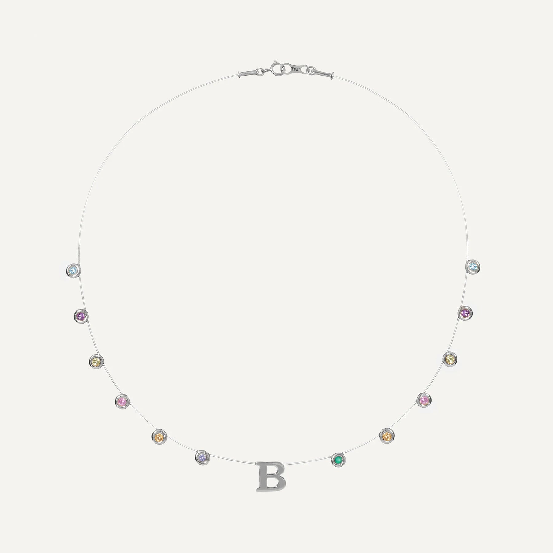 Colar Lola Inicial Colorido Ouro Branco