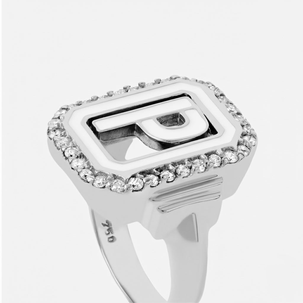 Anel Poppy Ouro Branco Diamante