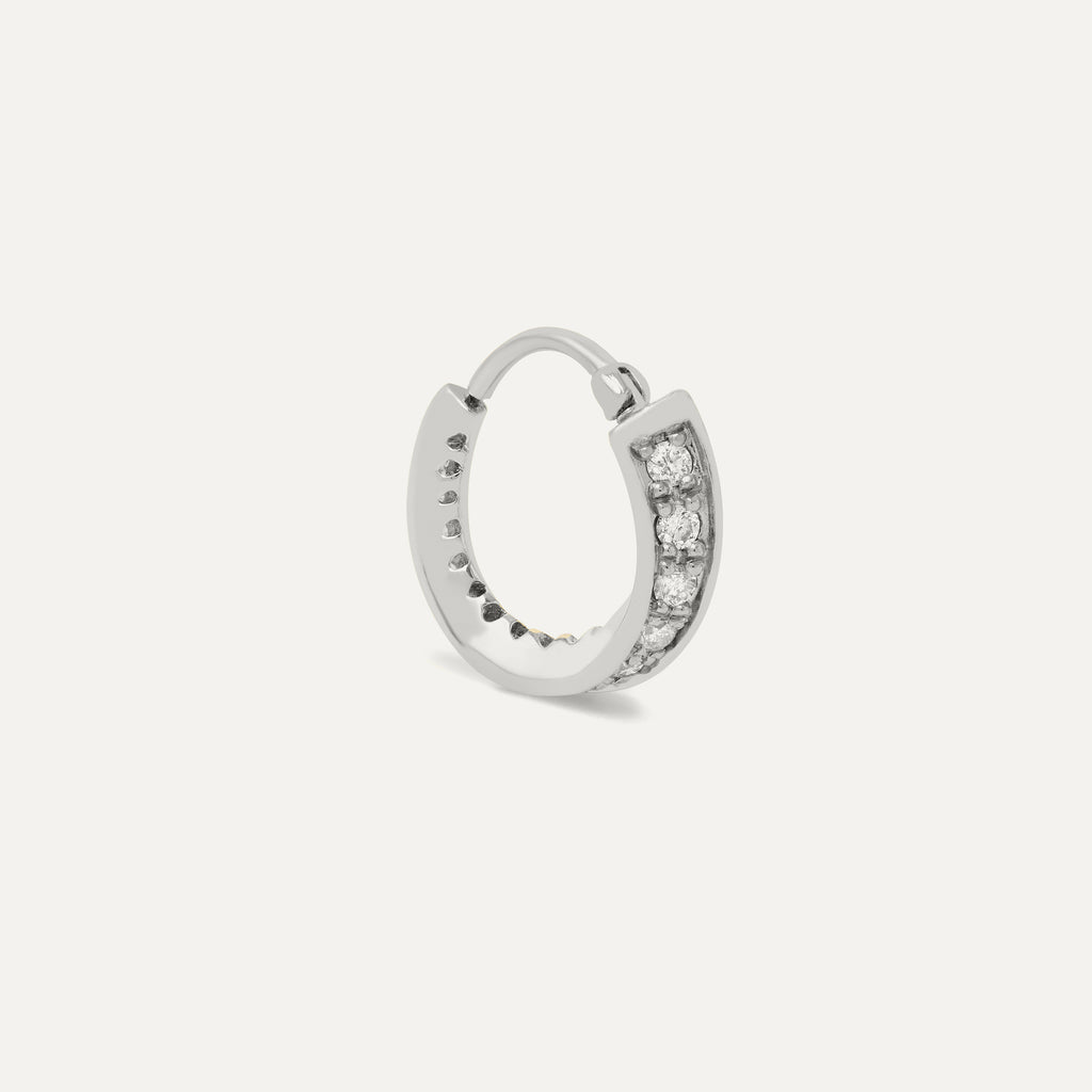 Piercing Argola Twist Pavê Ouro Branco