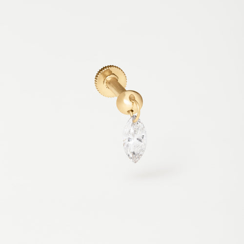 Piercing Floating Navete 5x2,5mm Ouro Amarelo
