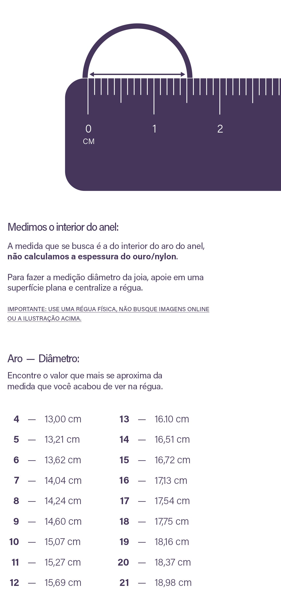 Guia de tamanhos