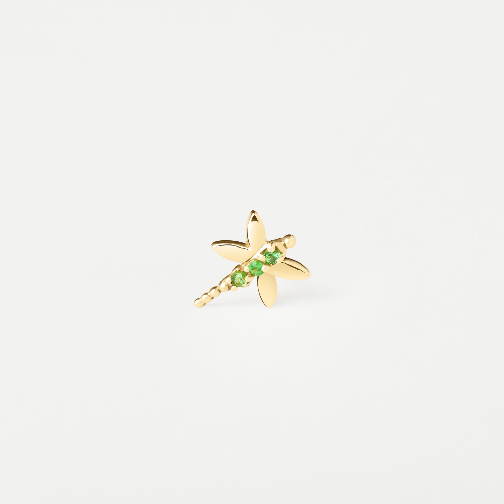 Piercing Libélula  Esmeralda Ouro Amarelo Tamanho:06