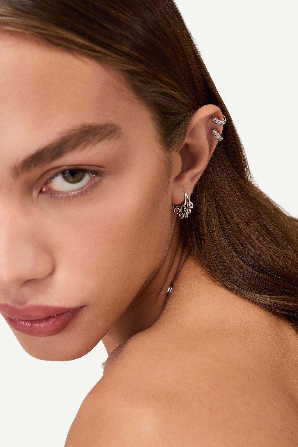 Par De Argola Balonê Pavê Ouro Branco