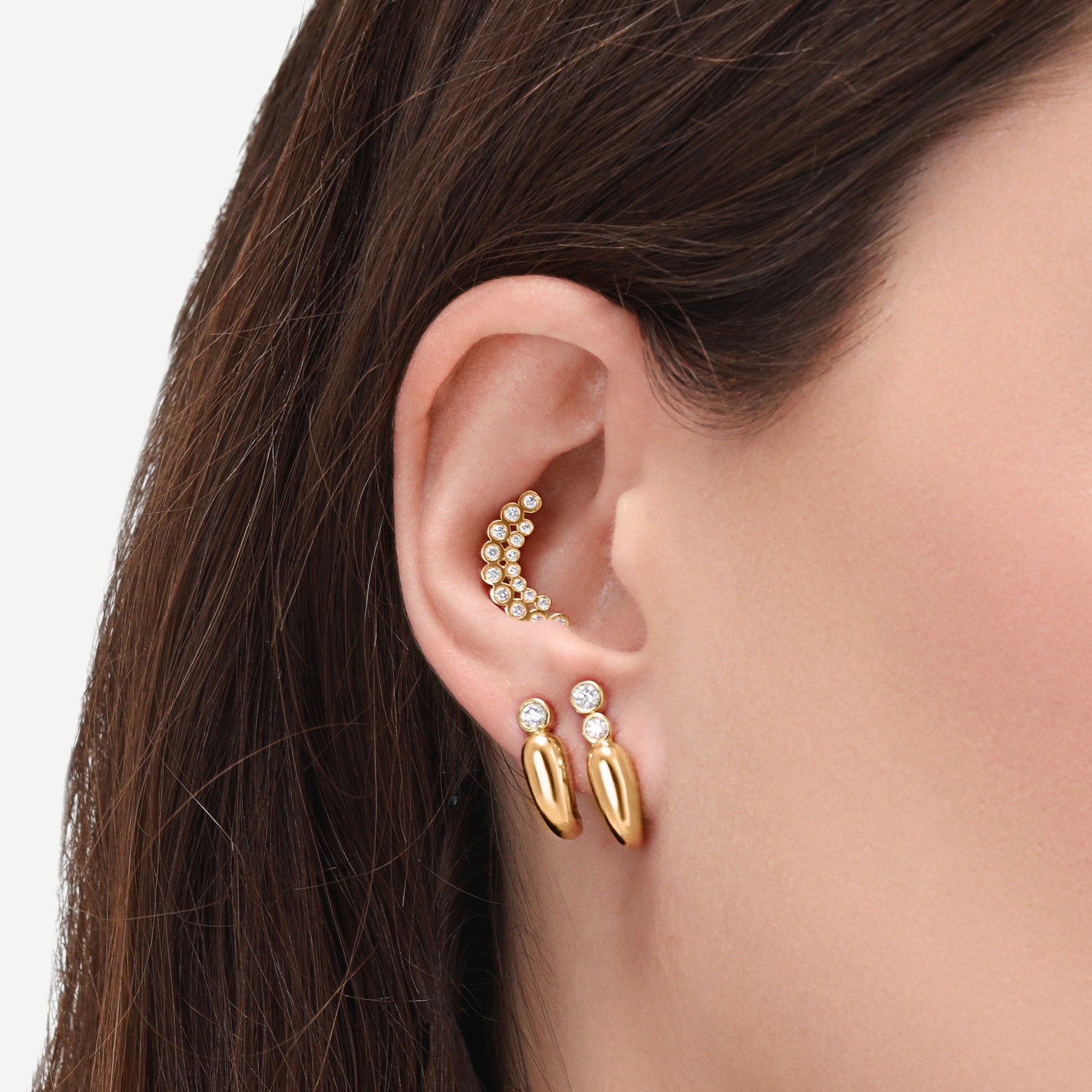 Piercing Cluster Bubble Dot Ouro Amarelo