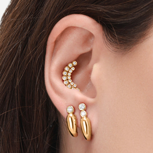 Brinco Bubble Duplo Ouro Amarelo