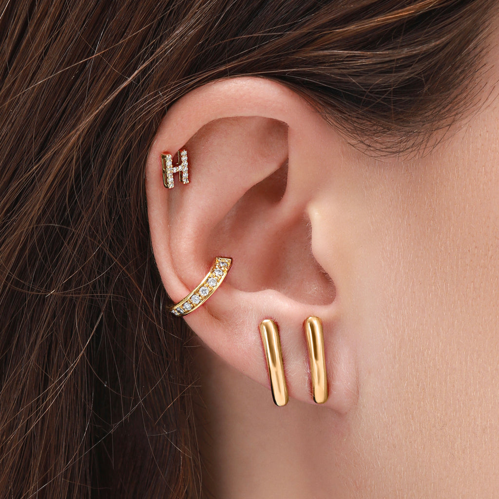 Piercing Argola Twist Pavê Ouro Amarelo