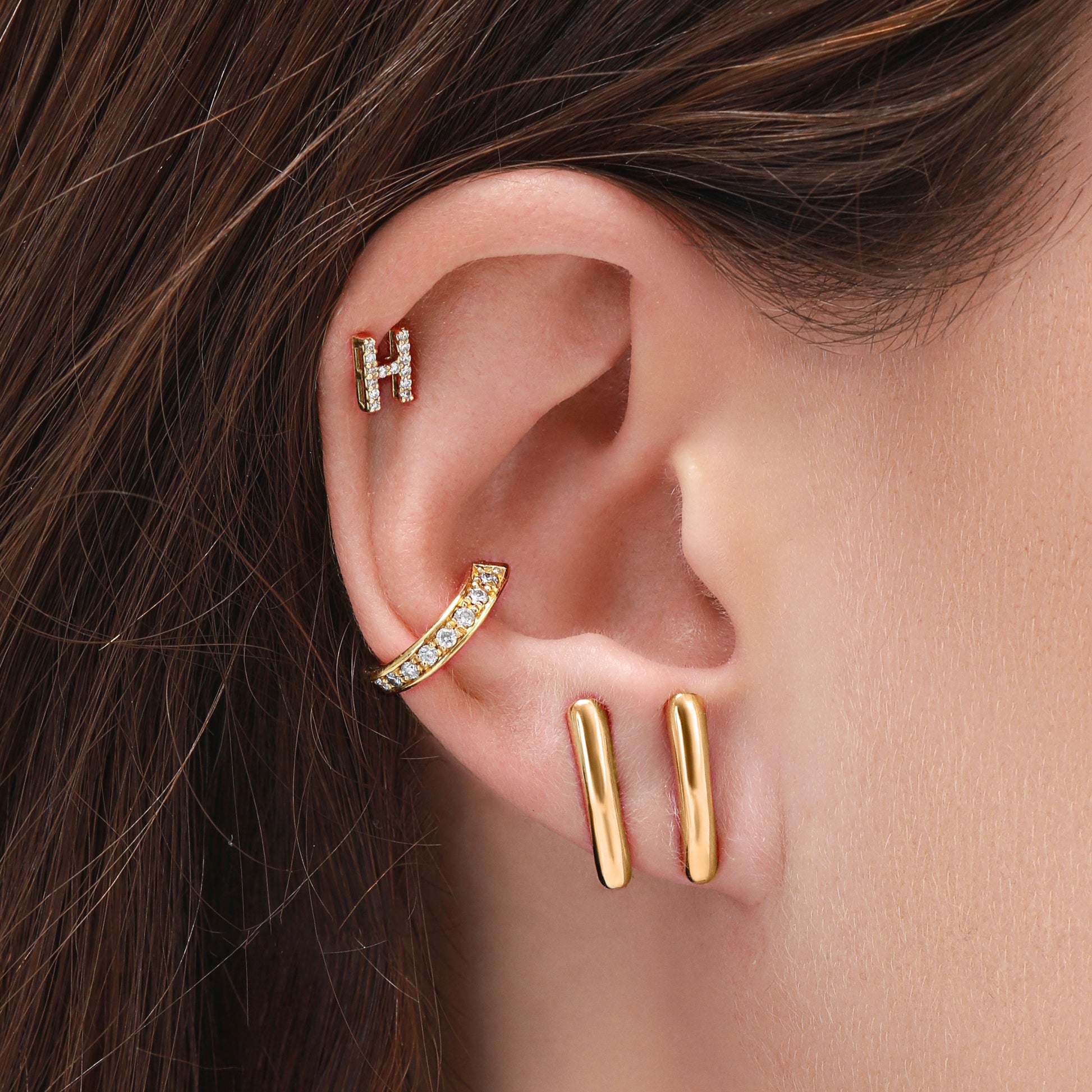 Piercing Argola Twist Pavê Ouro Amarelo