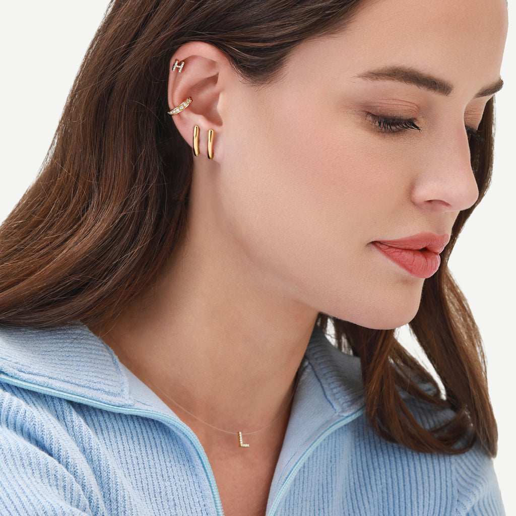 Piercing Argola Twist Pavê Ouro Amarelo