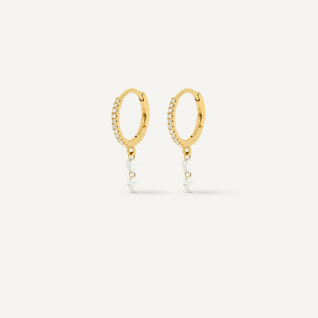 Argola Pavê Duo Floating Diamond