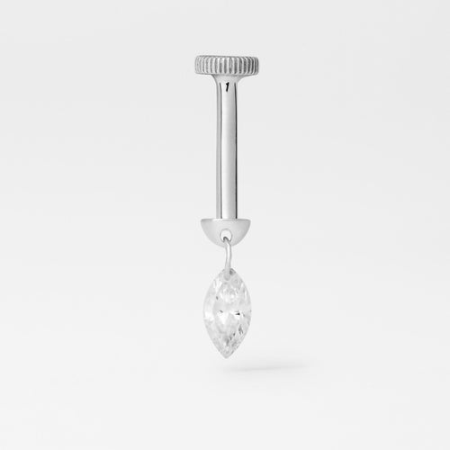 Piercing Floating Navete 5x2,5mm Ouro Branco