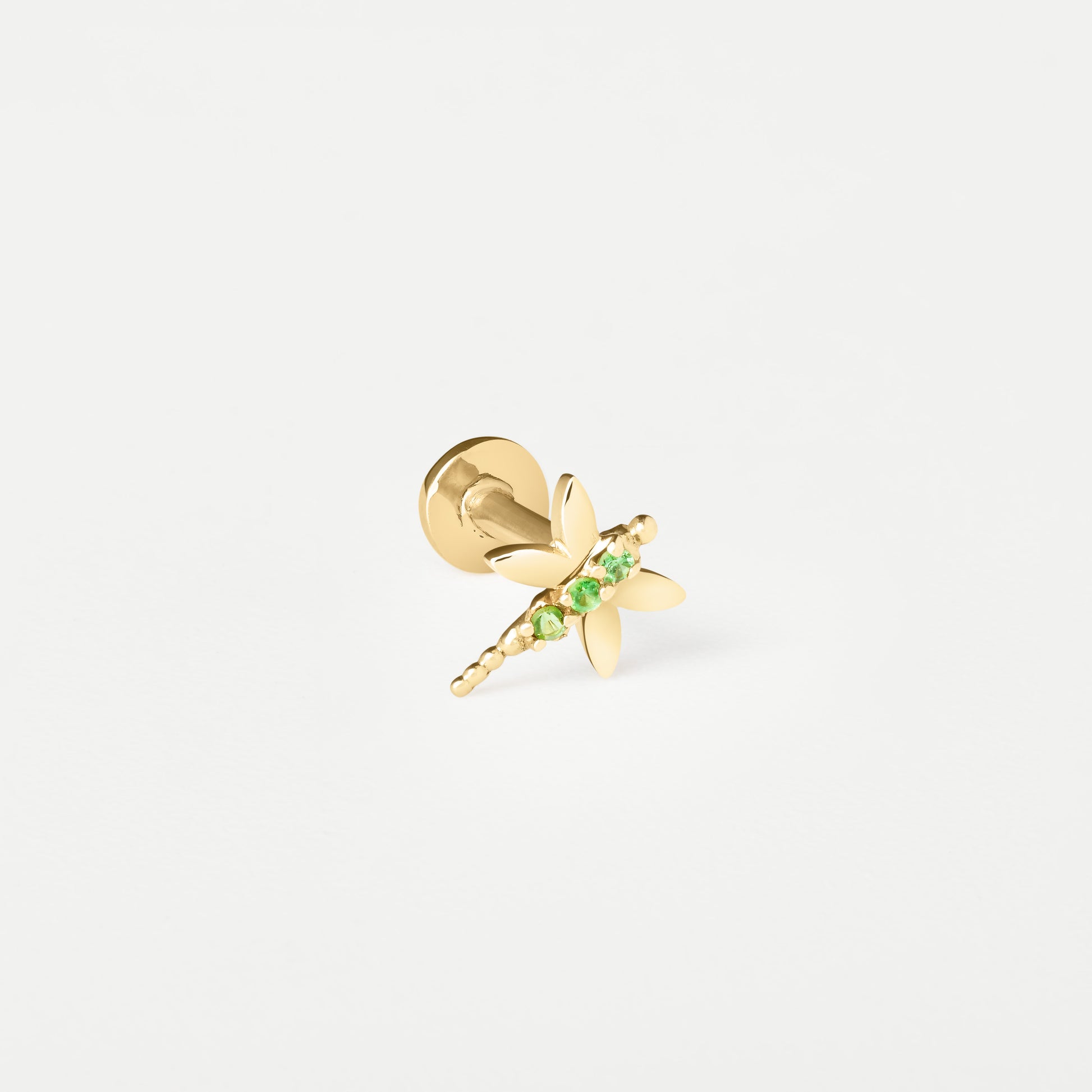 Piercing Libélula  Esmeralda Ouro Amarelo Tamanho:06