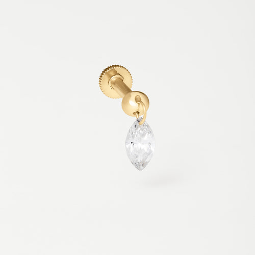 Piercing Floating Navete 6X3mm Ouro Amarelo