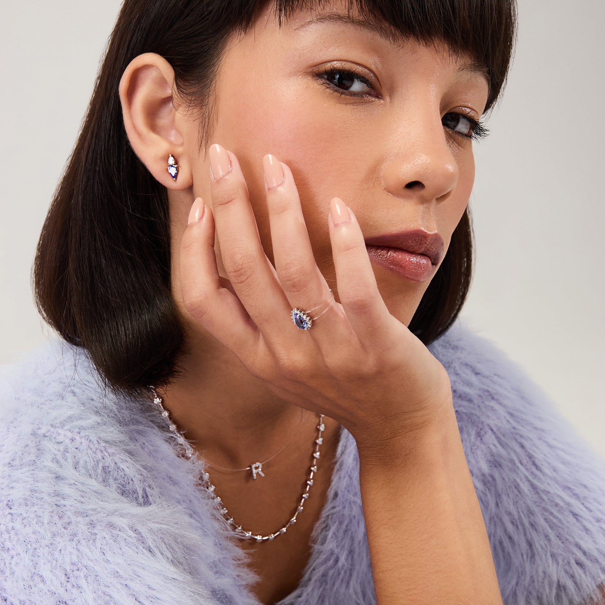 Anel Tita Tanzanita Ouro Branco