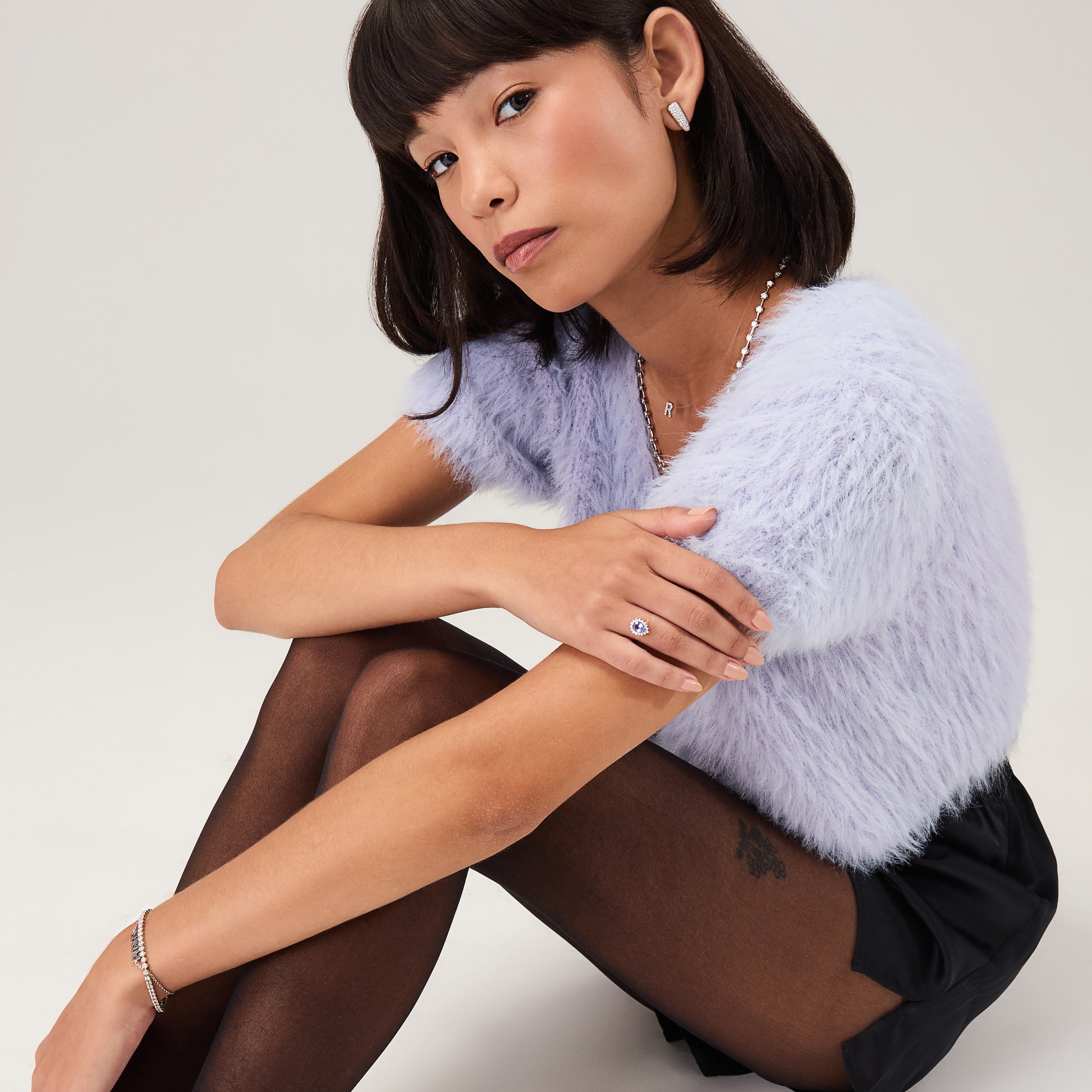 Anel Tita Tanzanita Ouro Branco