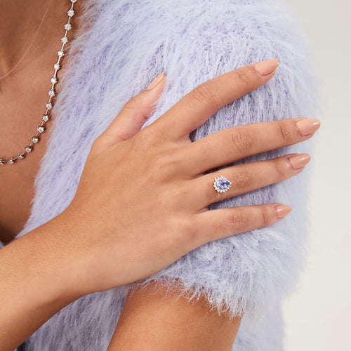 Anel Tita Tanzanita Ouro Branco