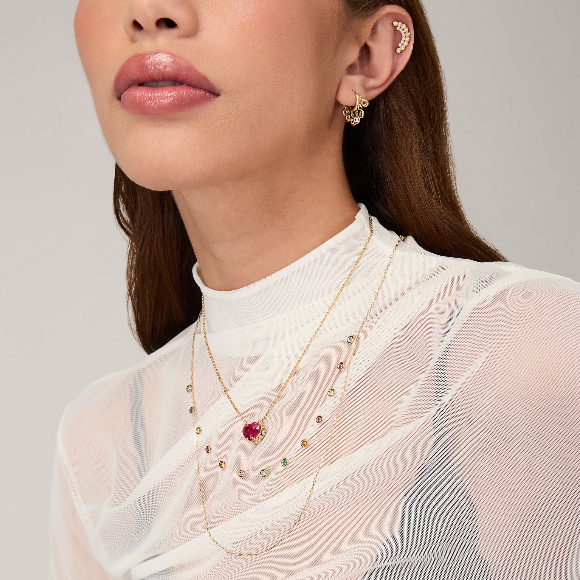 Argola Lola Incolor Ouro Amarelo Topázio Branco