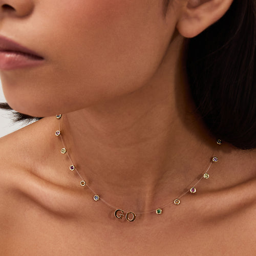 Colar Lola 2 Iniciais Colorido Ouro Amarelo