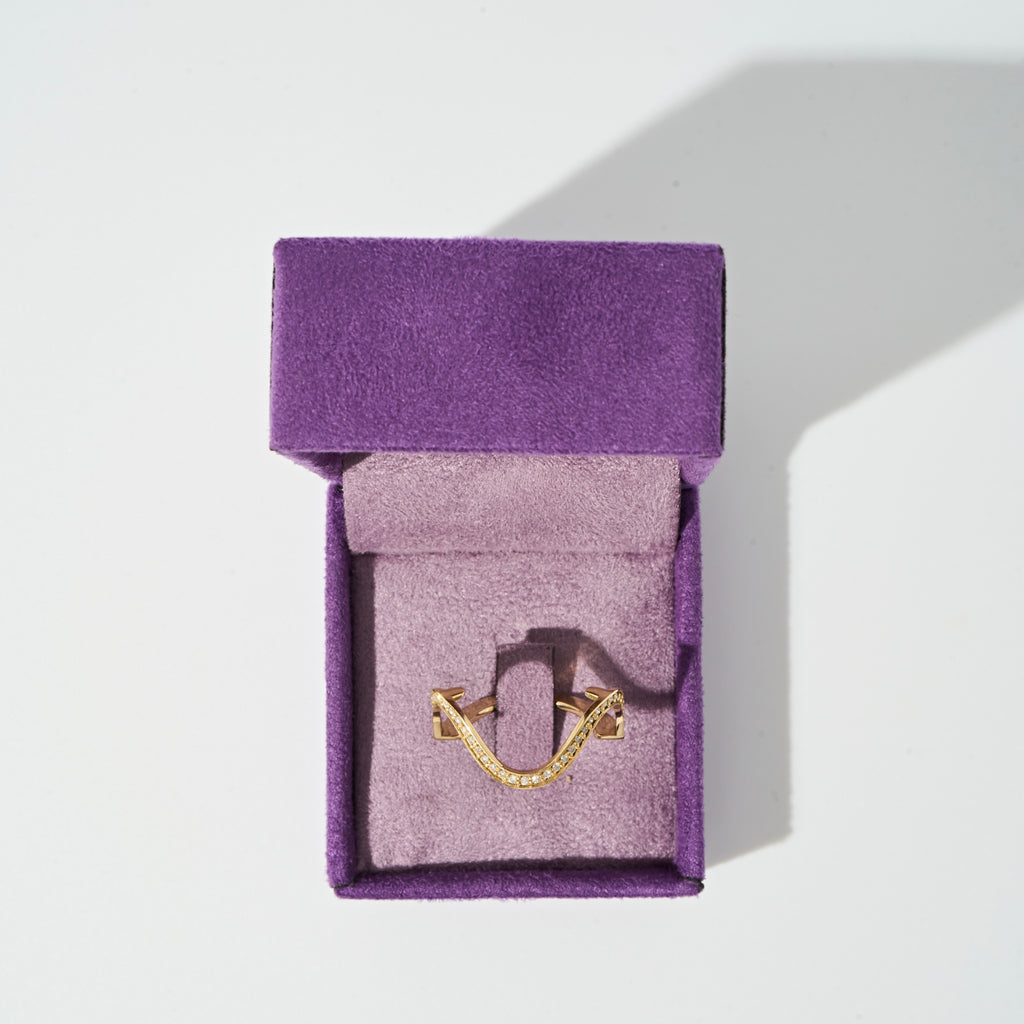 Oura Ring Jacket Onda Pavê Ouro Amarelo