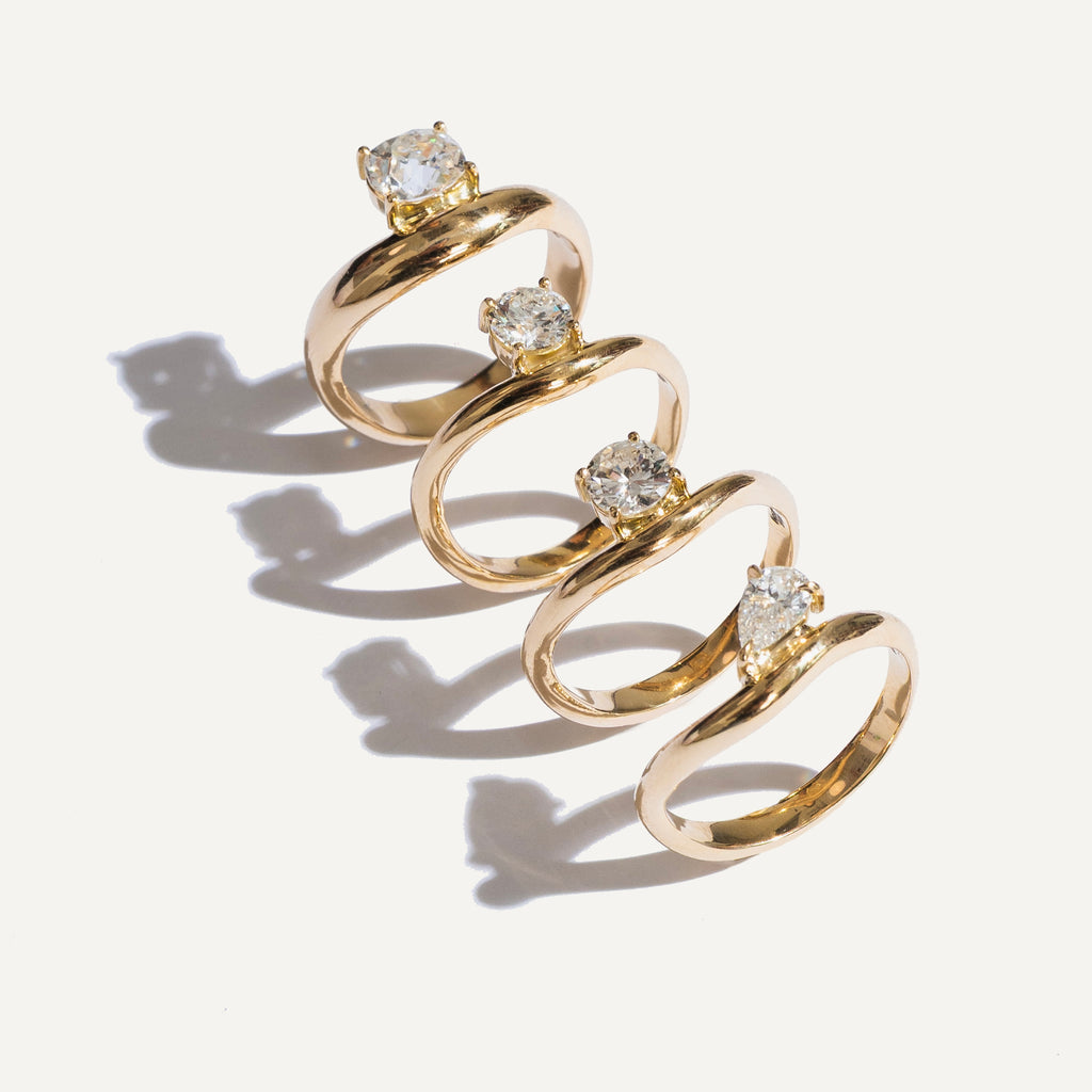Anel Wave Diamante 0,50ct Ouro Amarelo