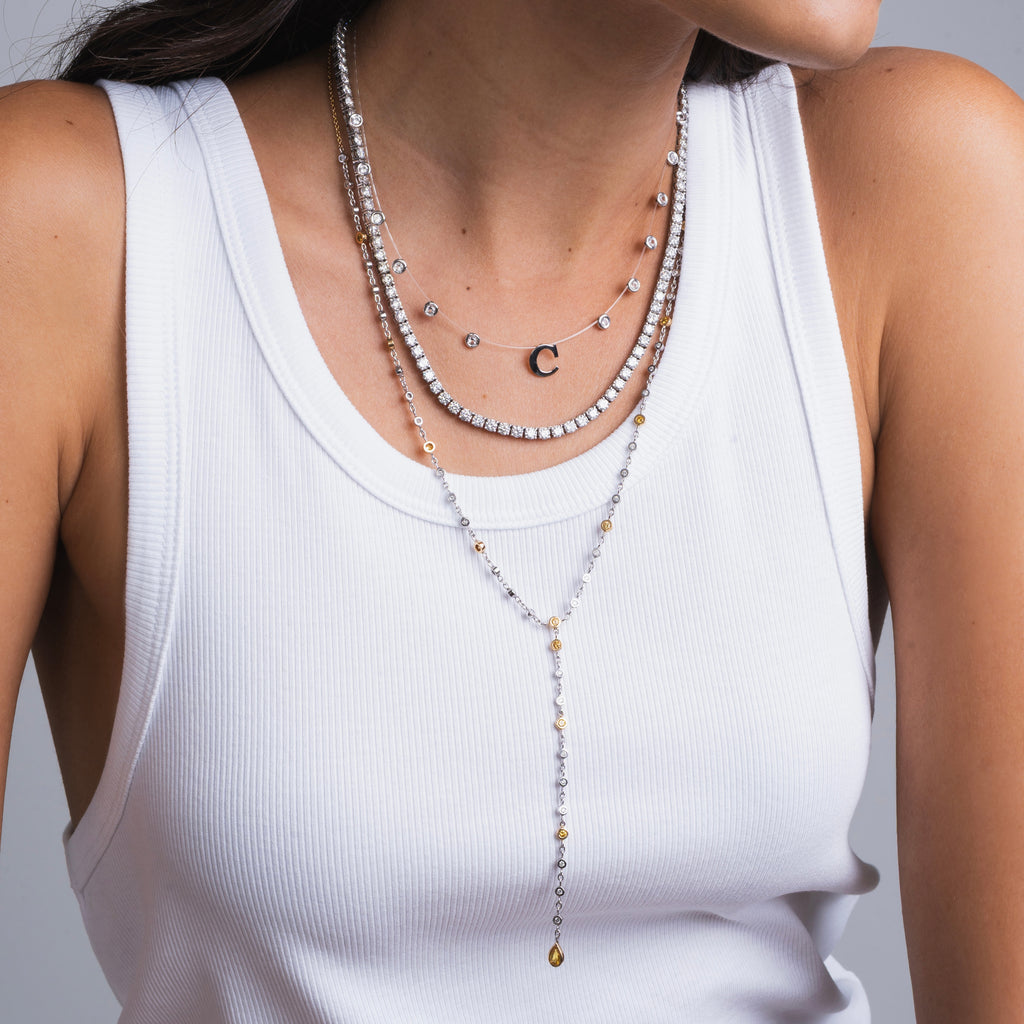 Colar Lola Inicial Incolor Ouro Branco